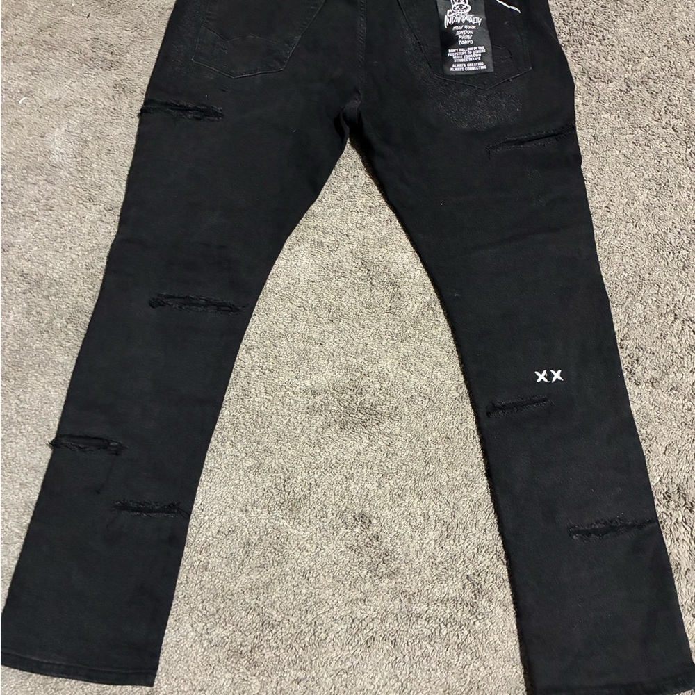 Cult of Individuality Black Distressed Straight Jeans